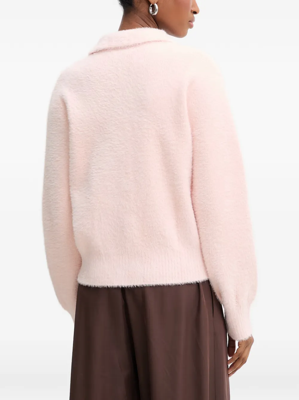 Morgan Pluizig vest met knopen Roze