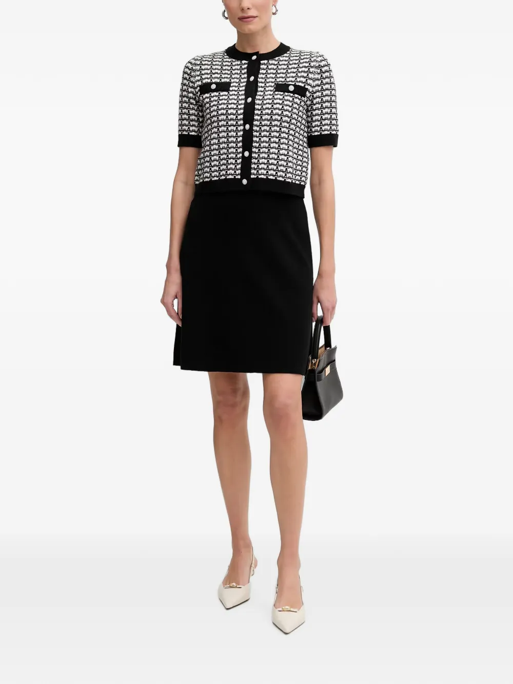 Morgan Geruite mini-jurk met vest laag Zwart