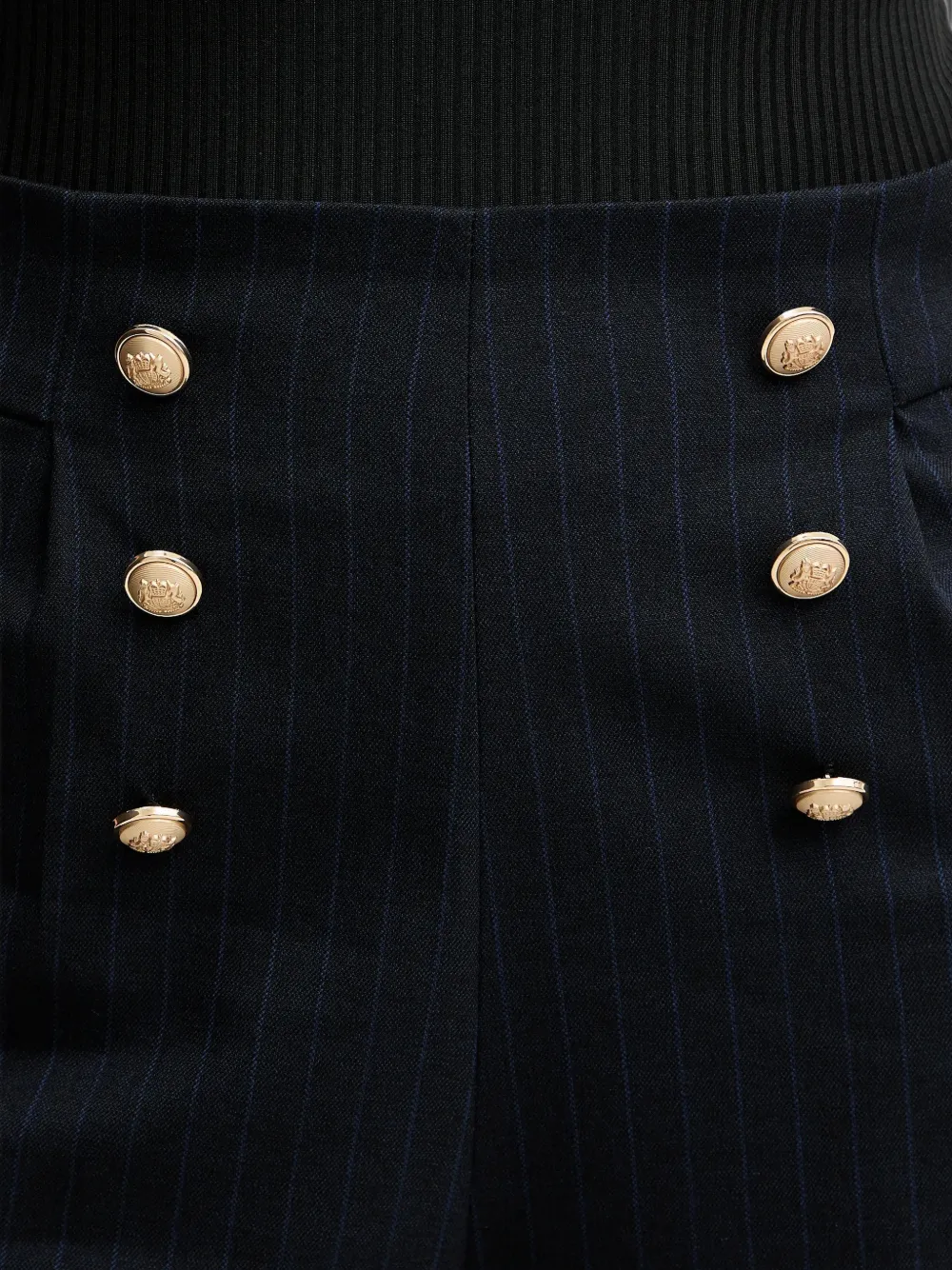 Morgan Shorts met krijtstreep en dubbele knoopsluiting Blauw