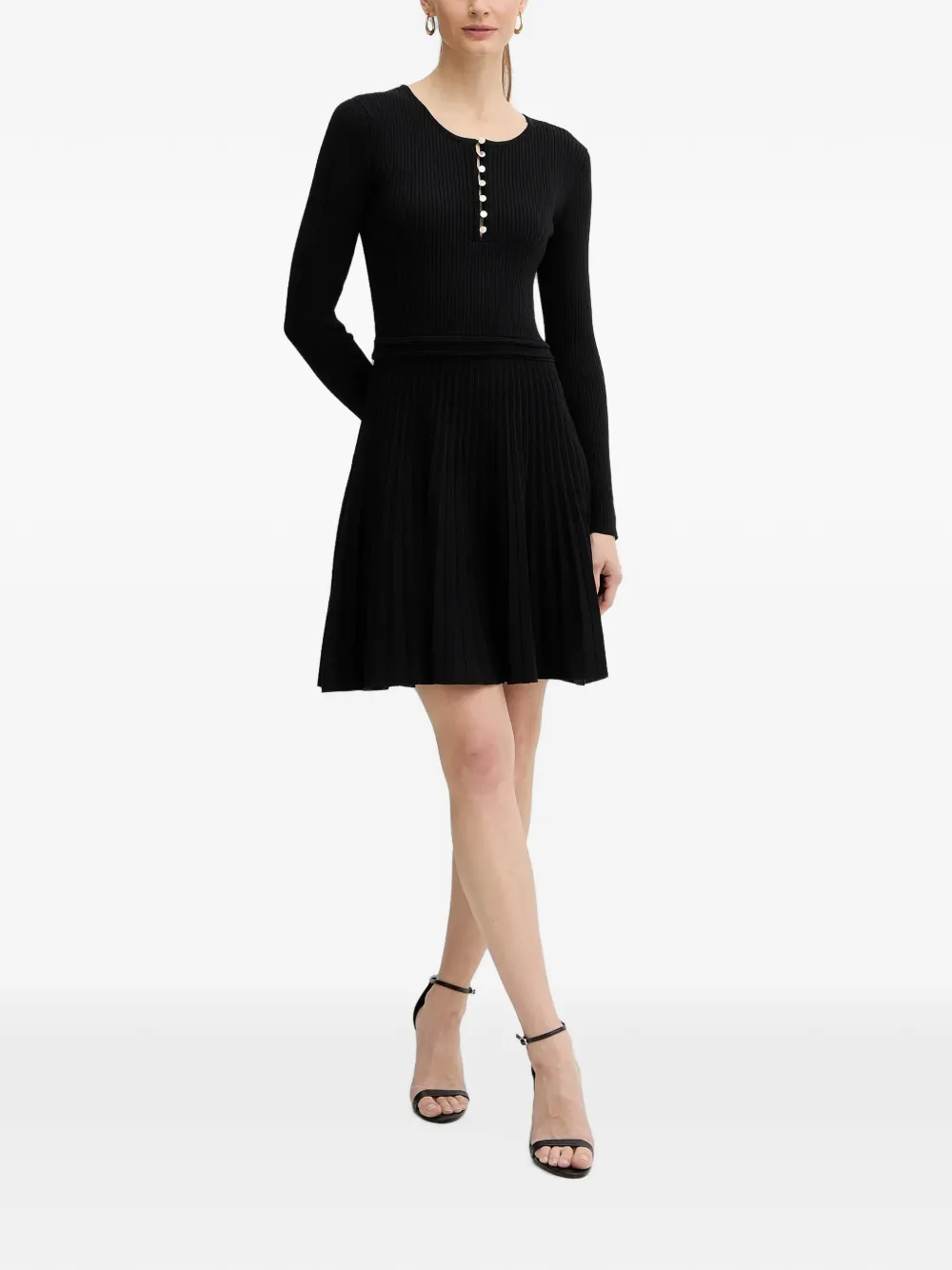 Morgan Ribgebreide mini-jurk Zwart