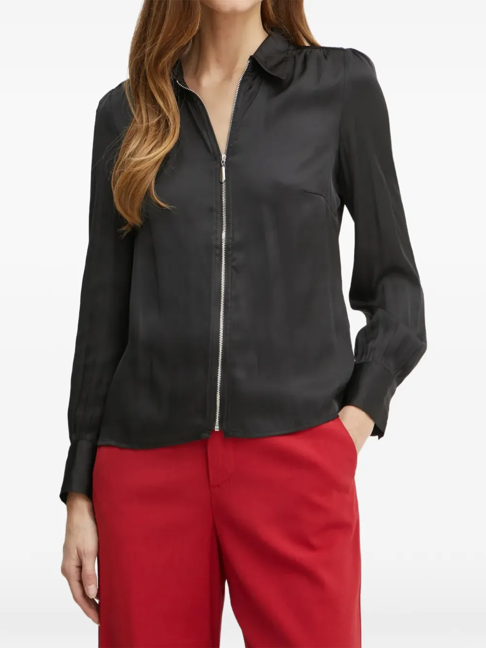 Morgan zip-up long-sleeve shirt