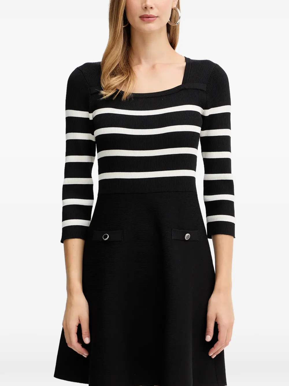 Morgan striped button-detail mini dress