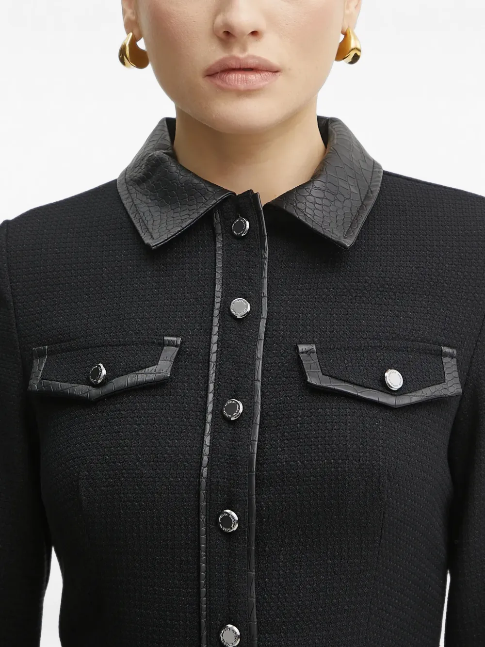 Morgan half-button mini dress Zwart