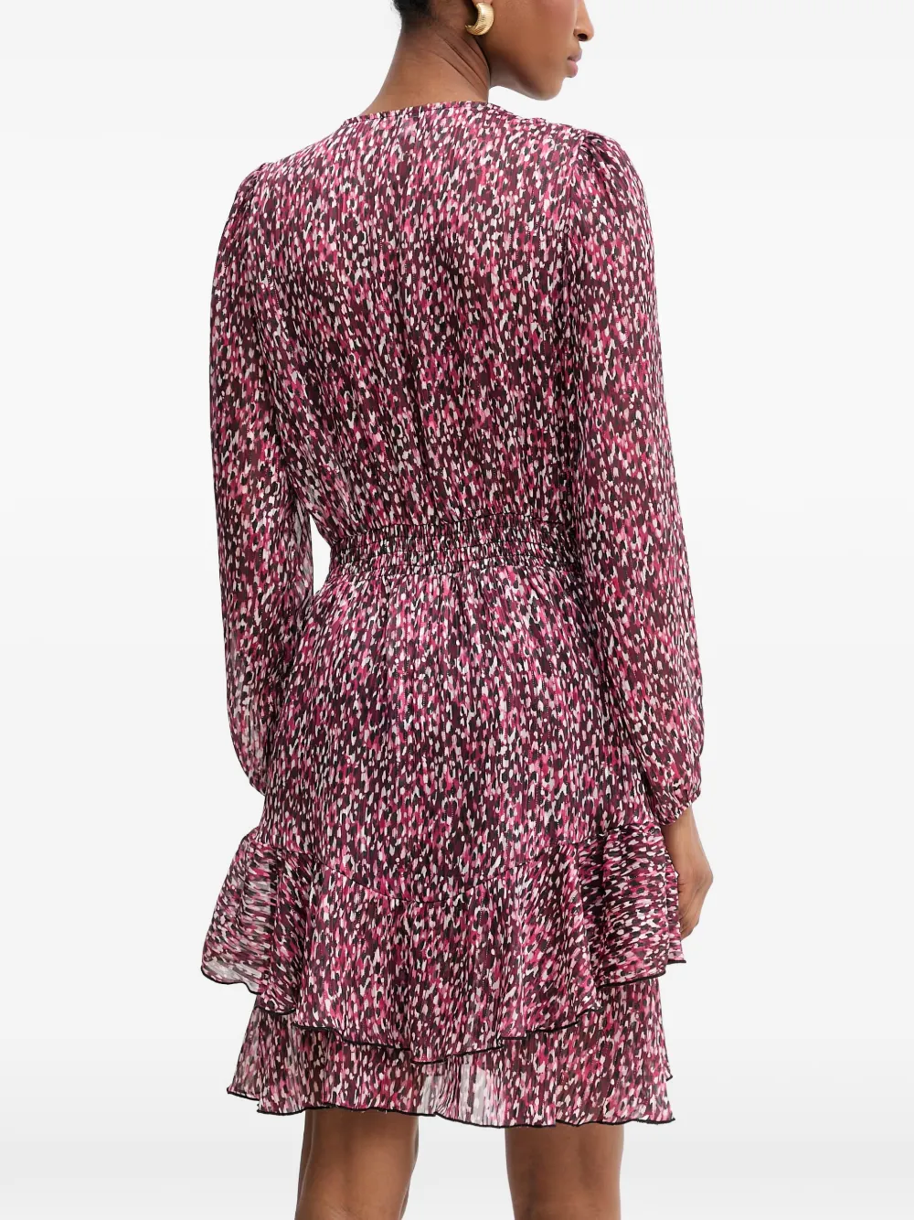 Morgan ruffled V-neck mini dress Roze
