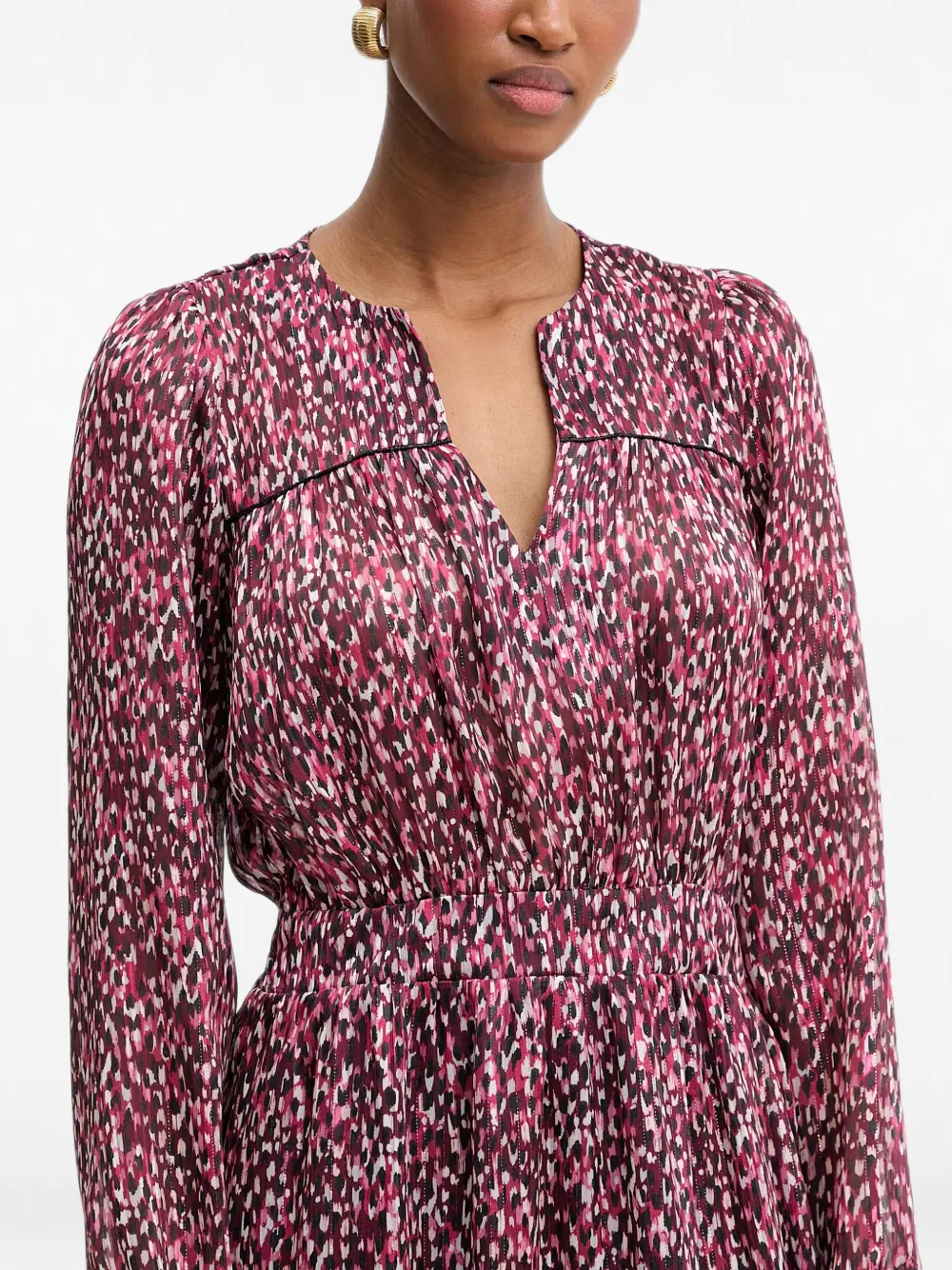 Morgan ruffled V-neck mini dress Roze