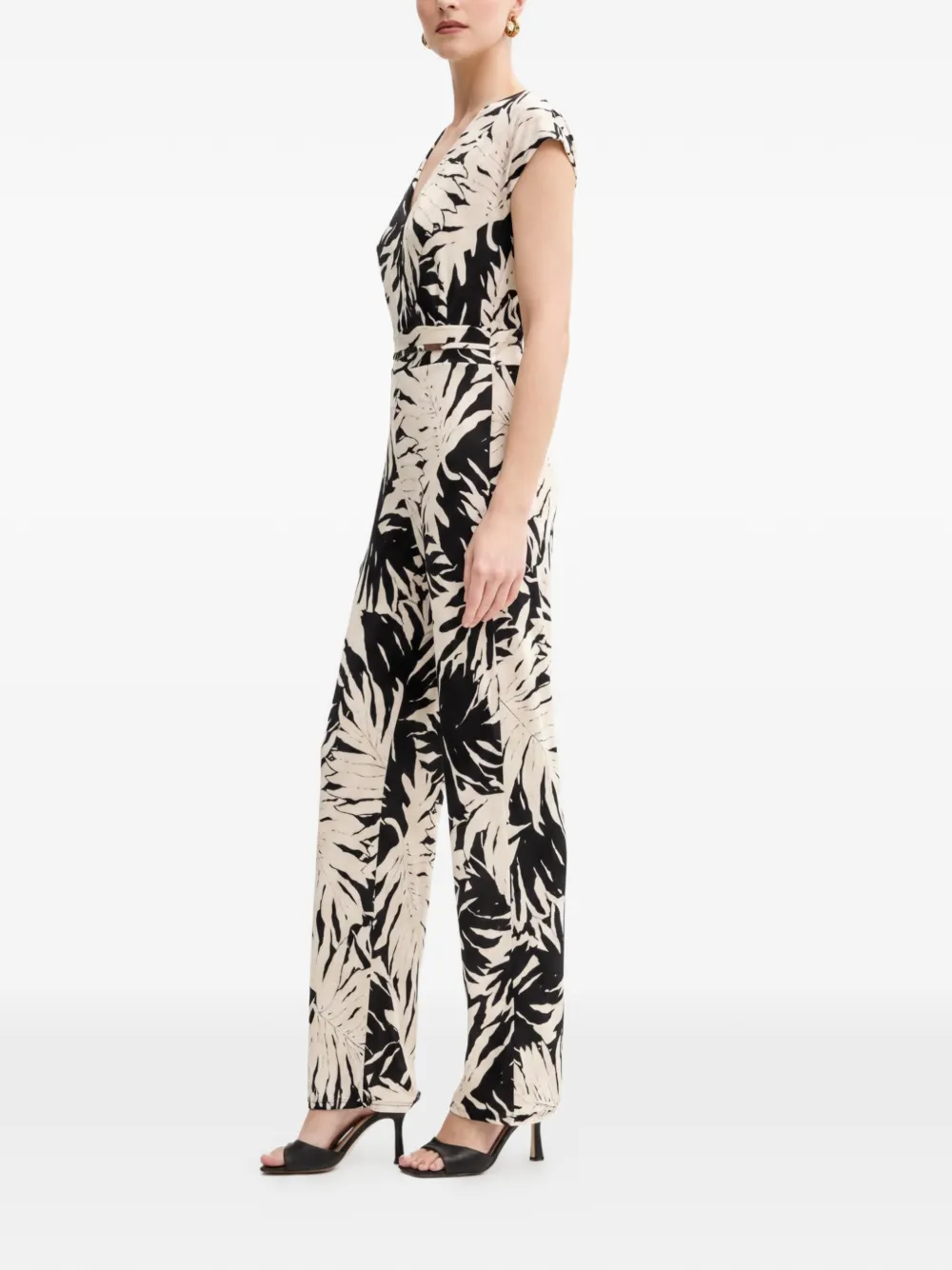 Morgan Jumpsuit met V-hals en bloemenprint Beige