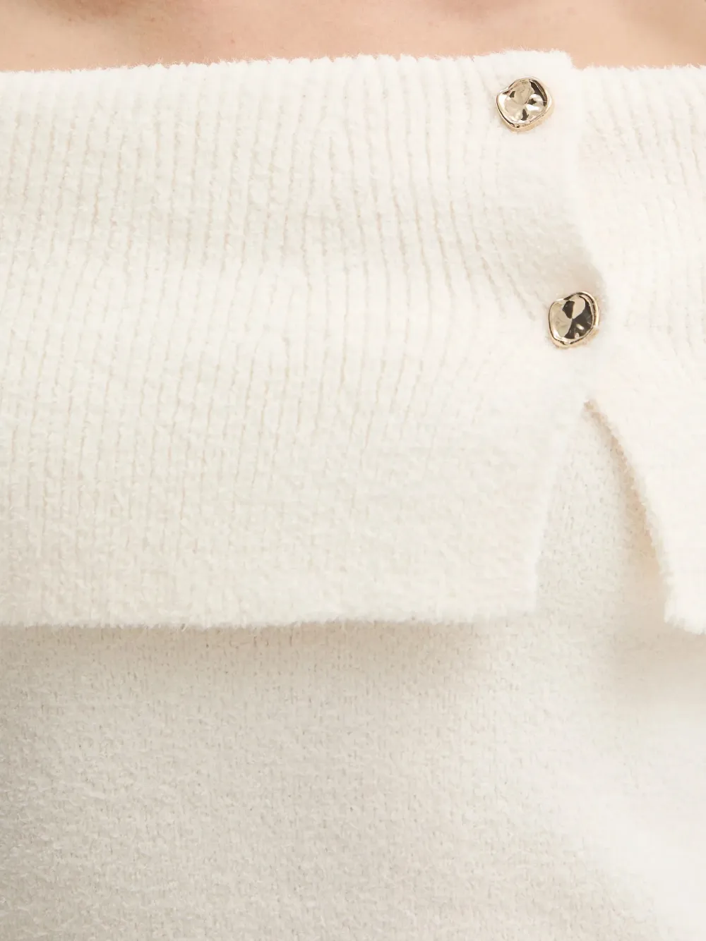 Morgan Off-shoulder mini-jurk met knoopdetail Beige