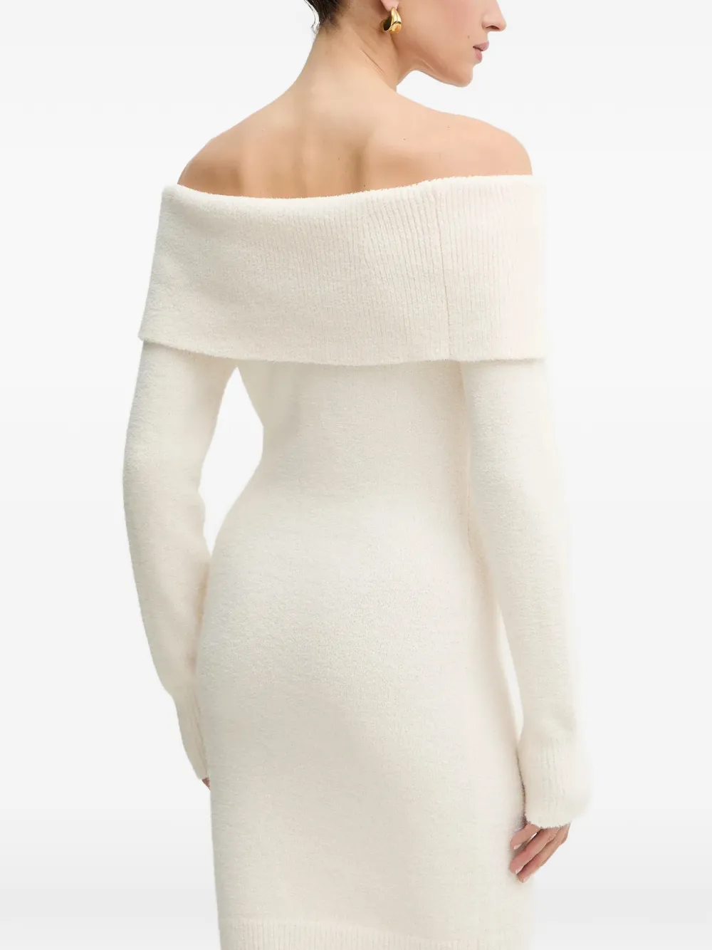 Morgan Off-shoulder mini-jurk met knoopdetail Beige