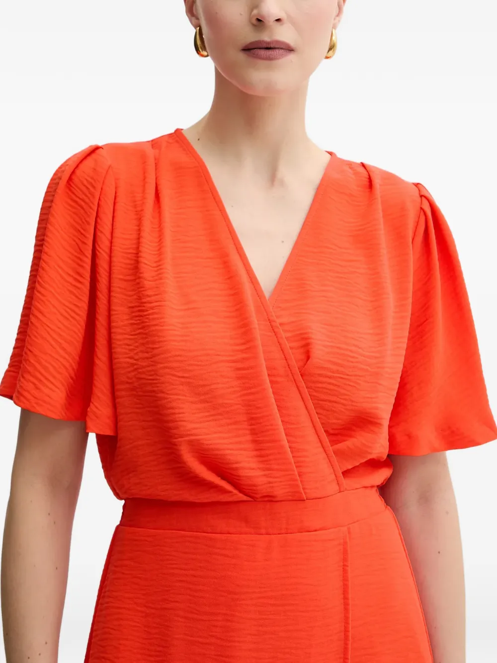 Morgan ruffled-hem V-neck mini dress Oranje