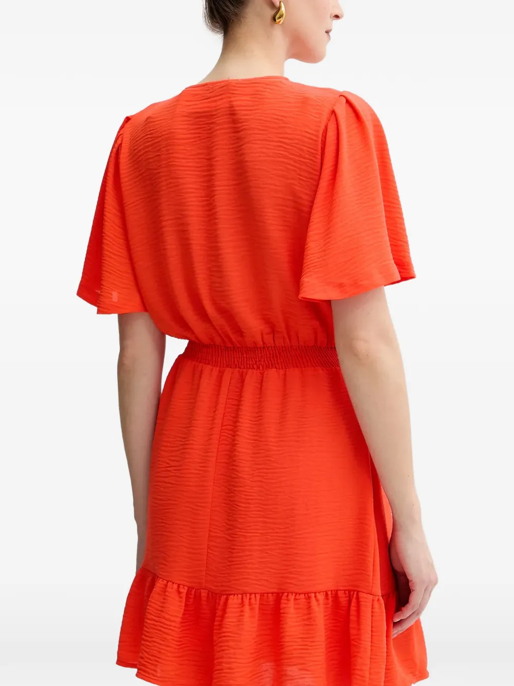 Morgan ruffled-hem V-neck mini dress Oranje