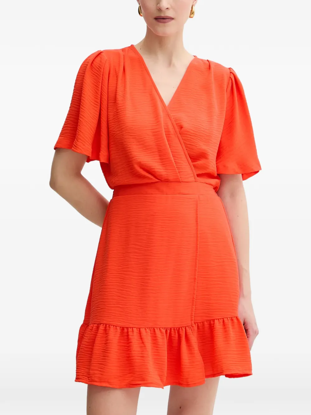 Morgan ruffled-hem V-neck mini dress