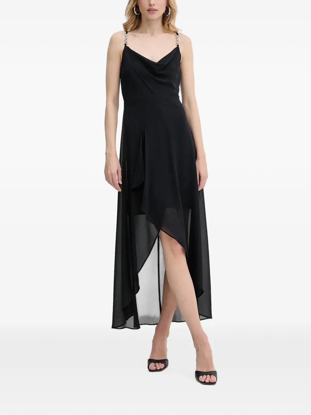 Morgan chain-strap asymmetric-hem dress