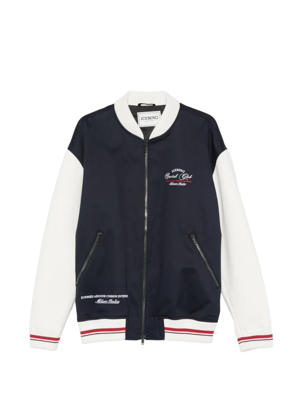 Iceberg logo-embroidered bomber jacket - Blu