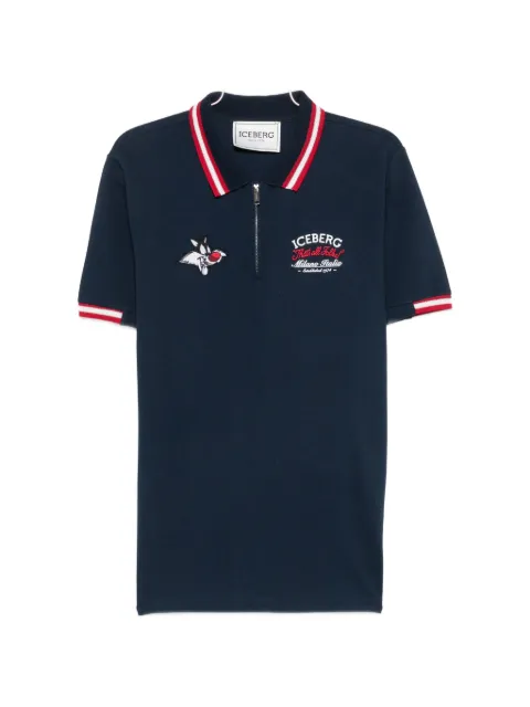 Iceberg X Looney Tunes embroidered zip-neck polo shirt