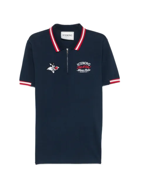 Iceberg X Looney Tunes embroidered zip-neck polo shirt