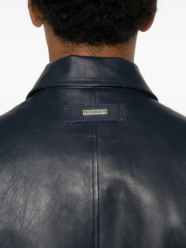 Iceberg zip-up Leather Jacket | Blue | FARFETCH ID