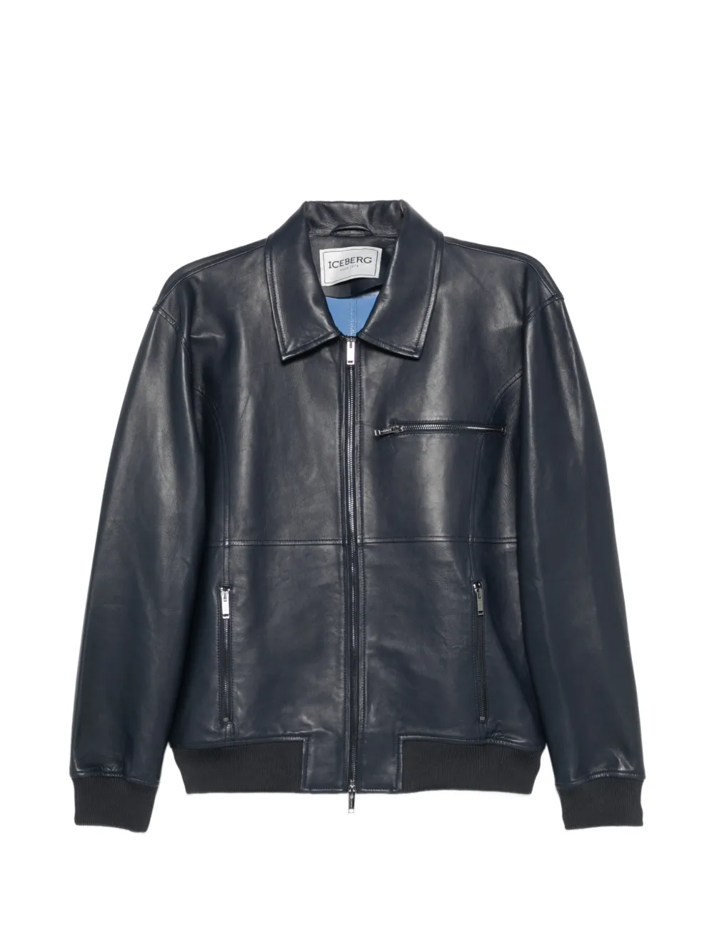 Iceberg zip-up leather jacket - Blu