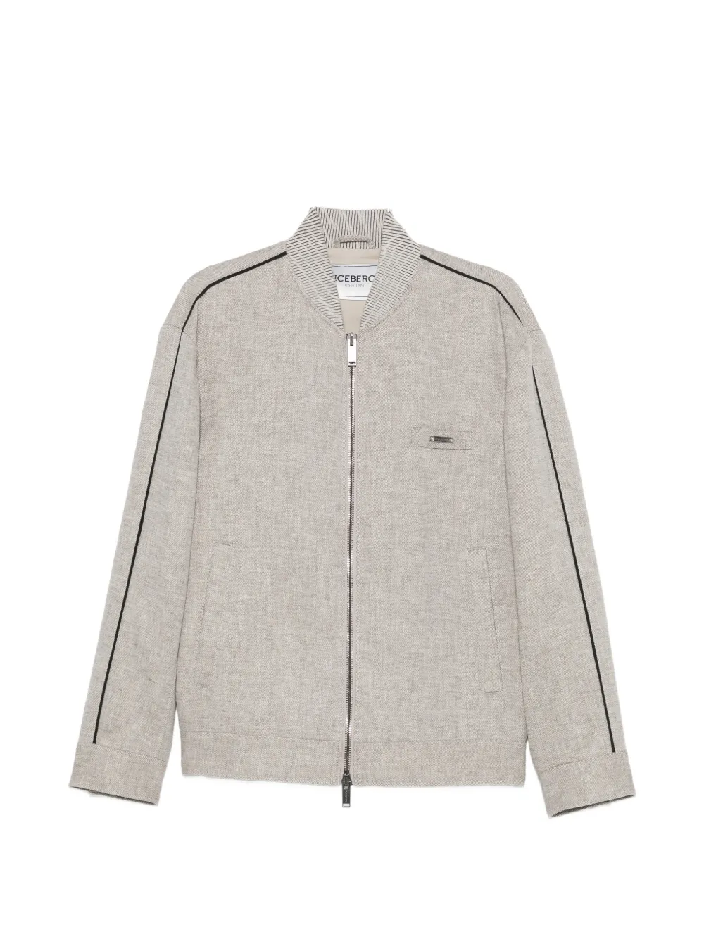 Iceberg logo-plaque side-stripe jacket - Grey
