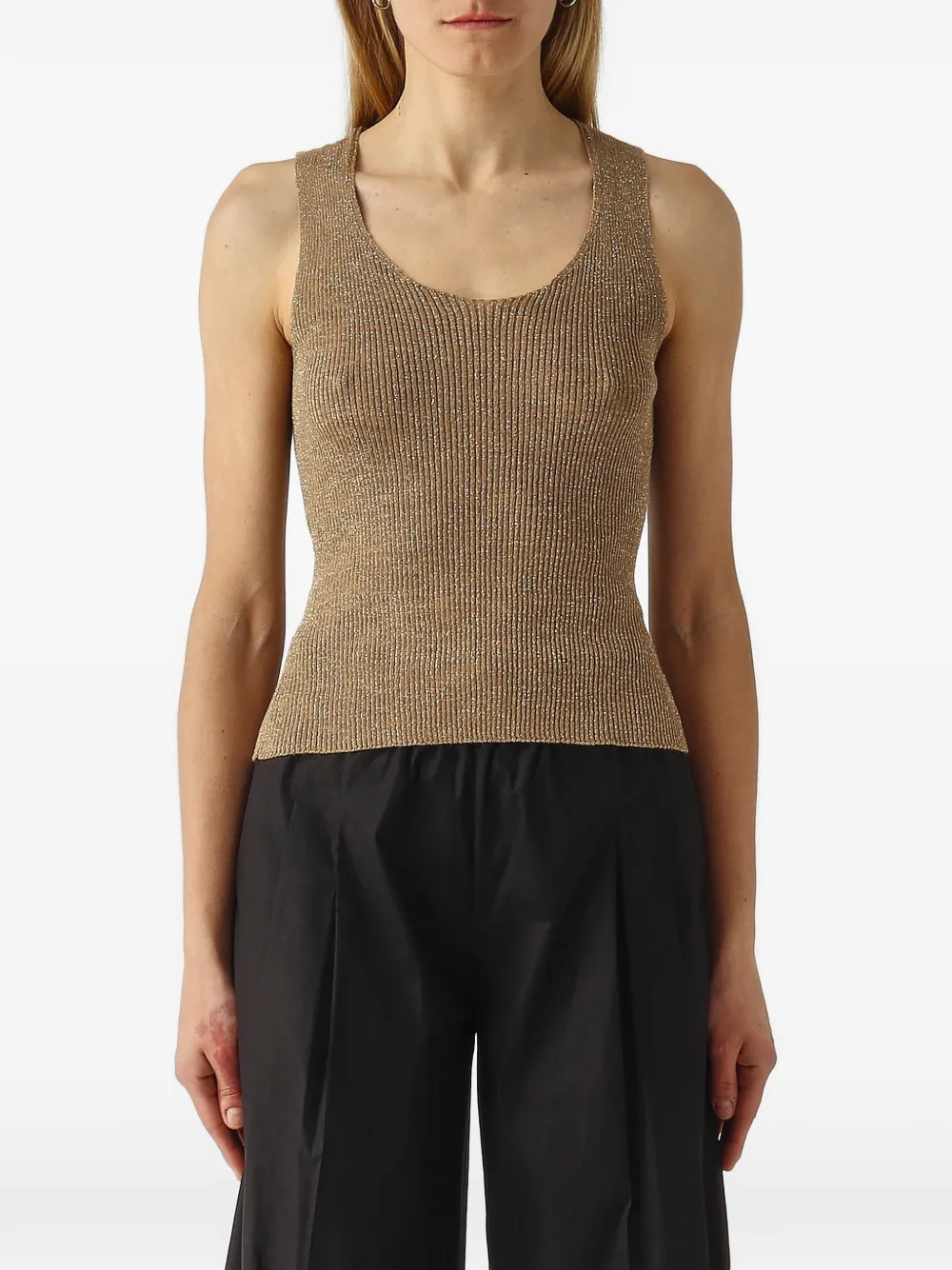 TWINSET metallic-effect ribbed-knit top - Oro