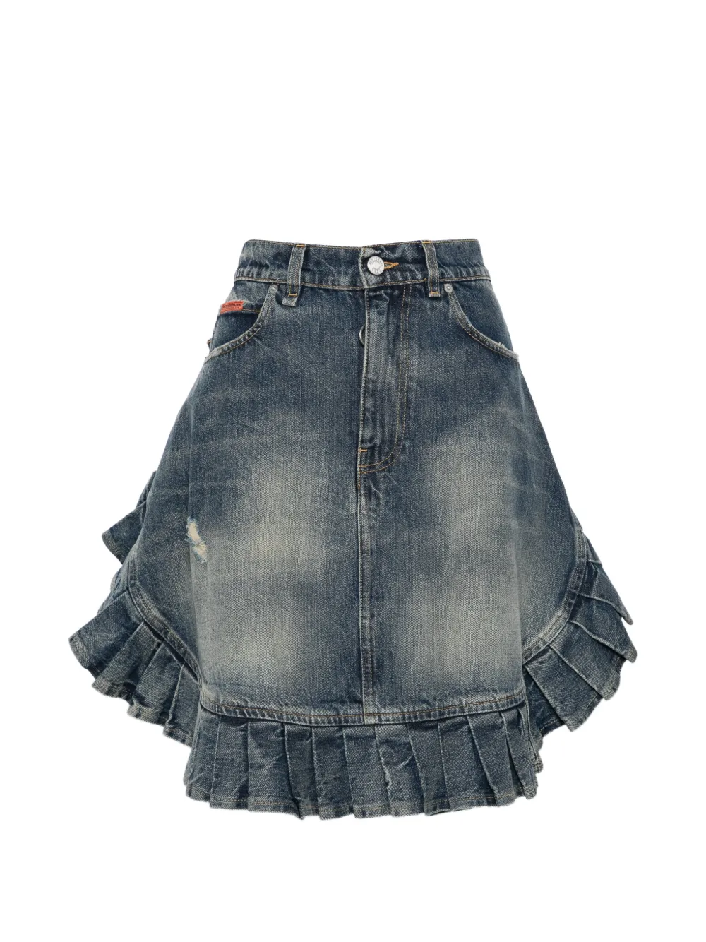 Martine Rose denim ruffled skirt - Blau