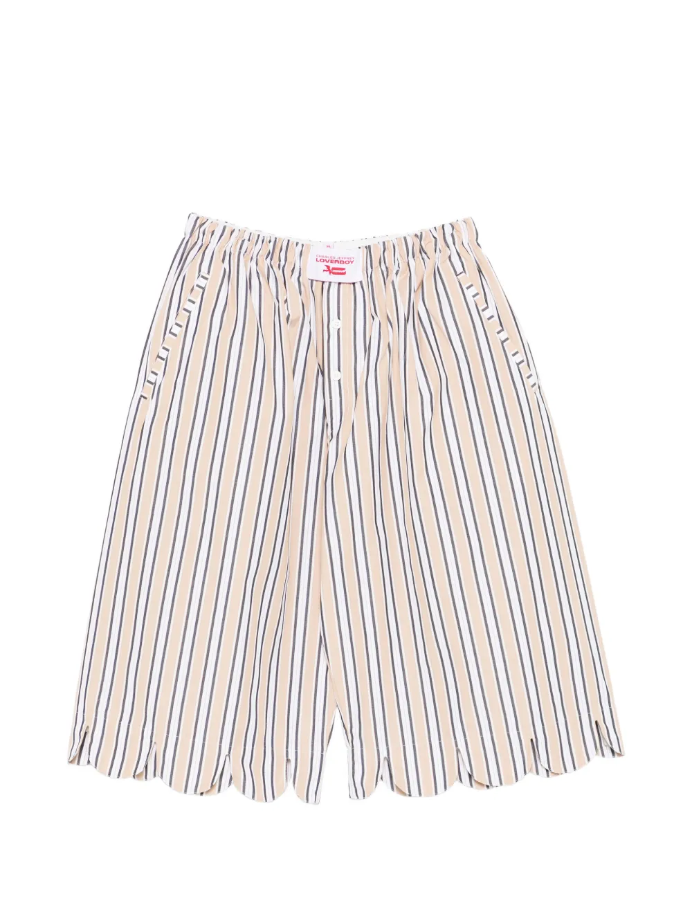 Charles Jeffrey Loverboy striped scalloped shorts - Neutrals