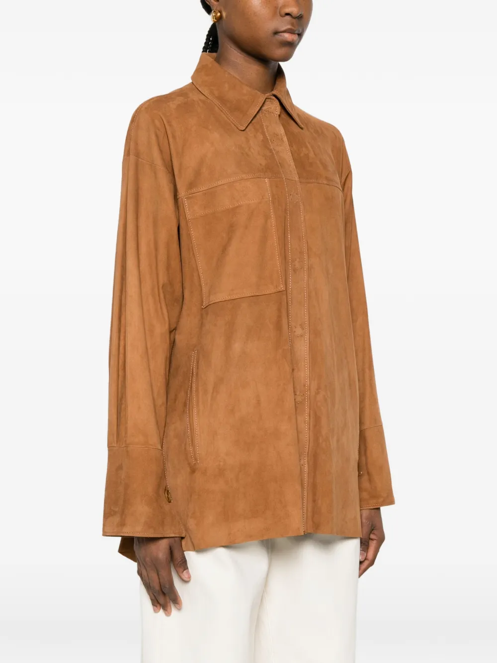 Salvatore Santoro Leren shirtjack Bruin