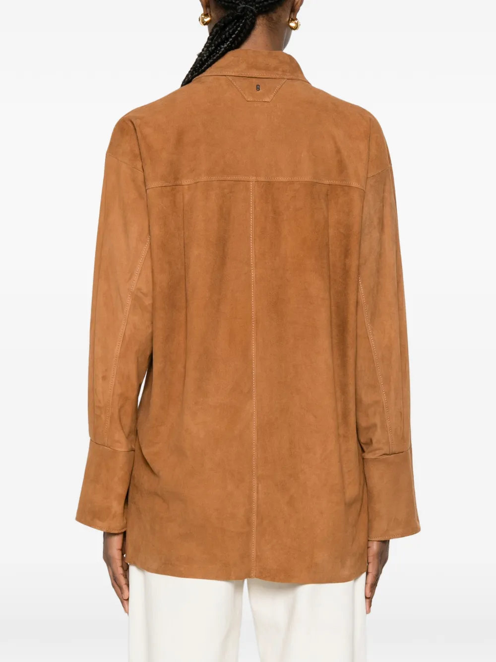 Salvatore Santoro Leren shirtjack Bruin