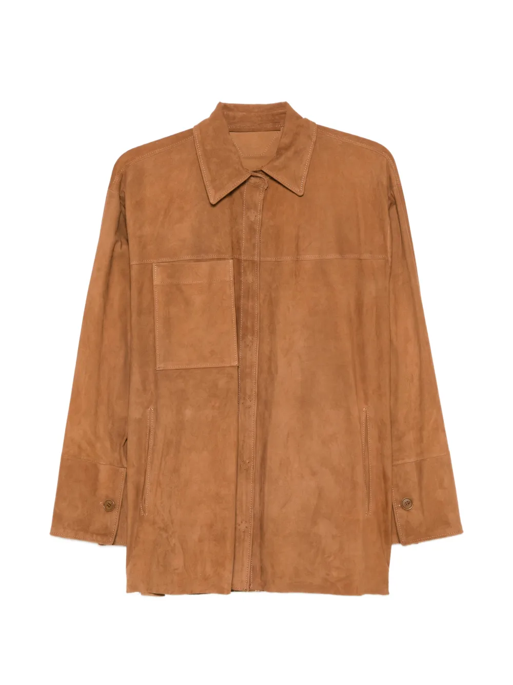 Salvatore Santoro leather shirt jacket - Marrone