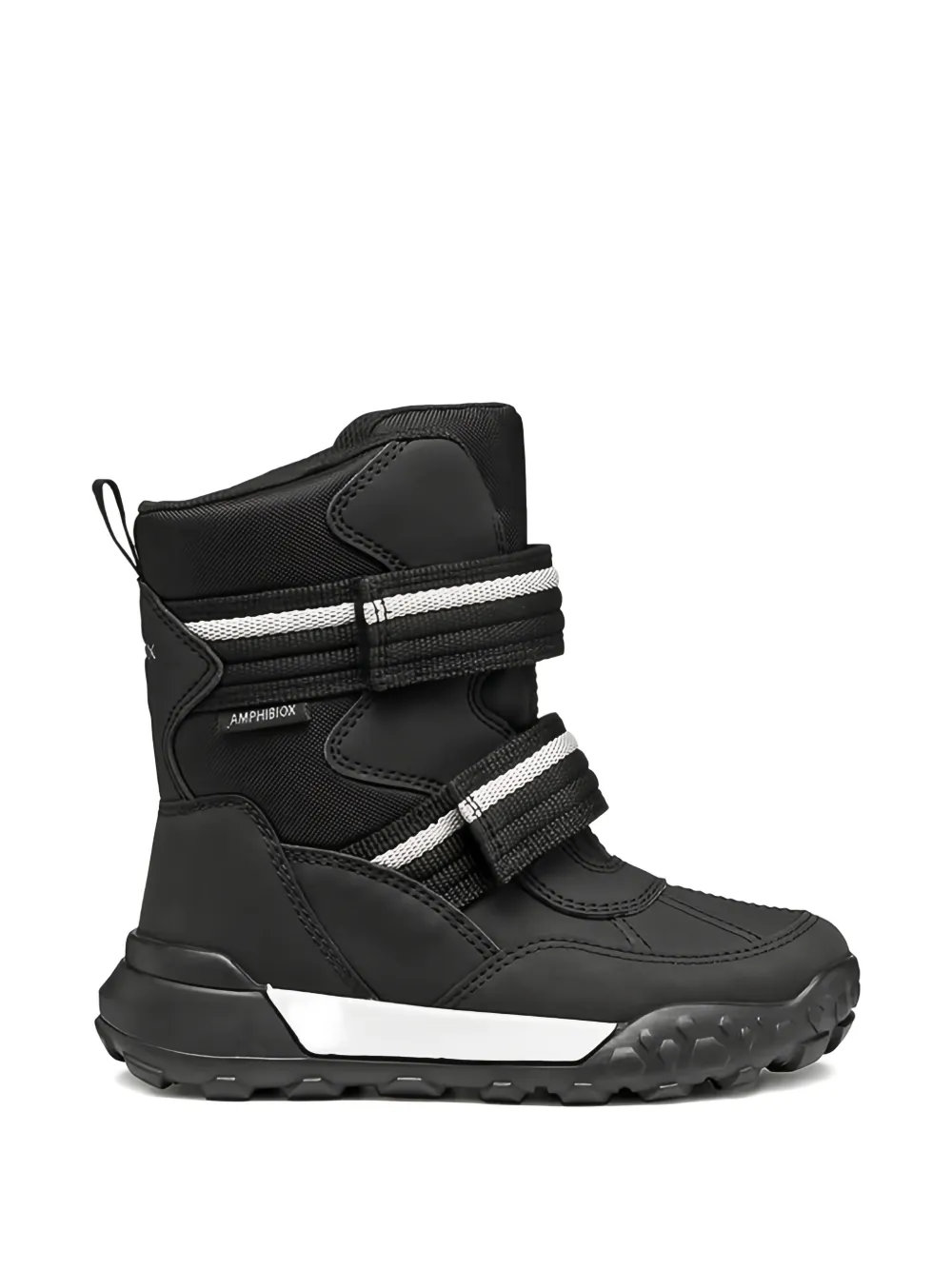 Geox Kids Trekkyup Abx striped strap boots Zwart