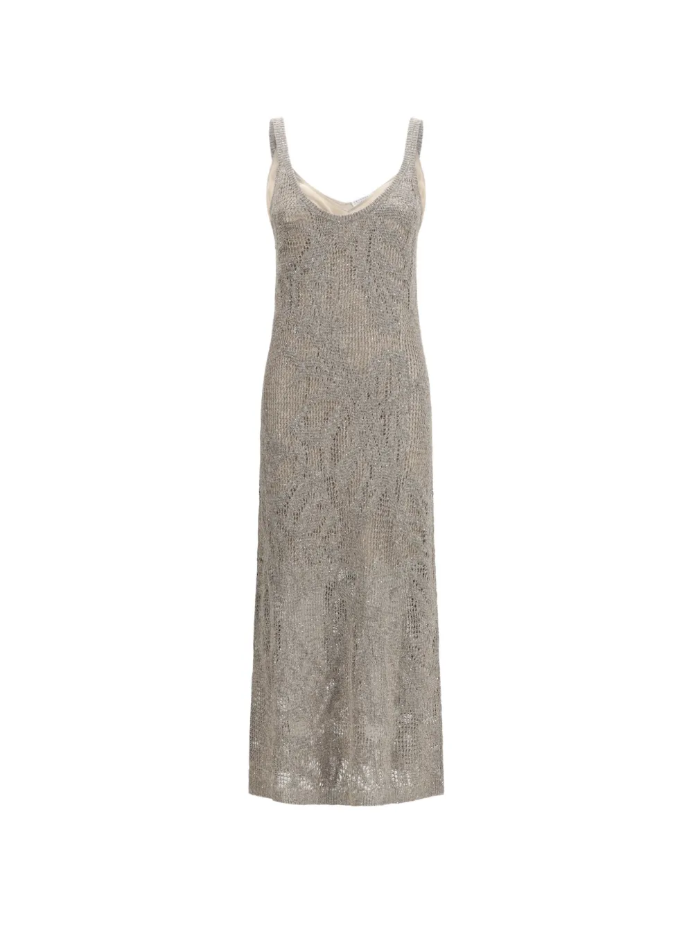 Brunello Cucinelli Dazzling Water Lillies linen maxi dress - Grigio