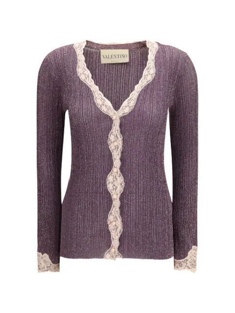 Valentino Garavani — Lurex knitted cardigan with lace