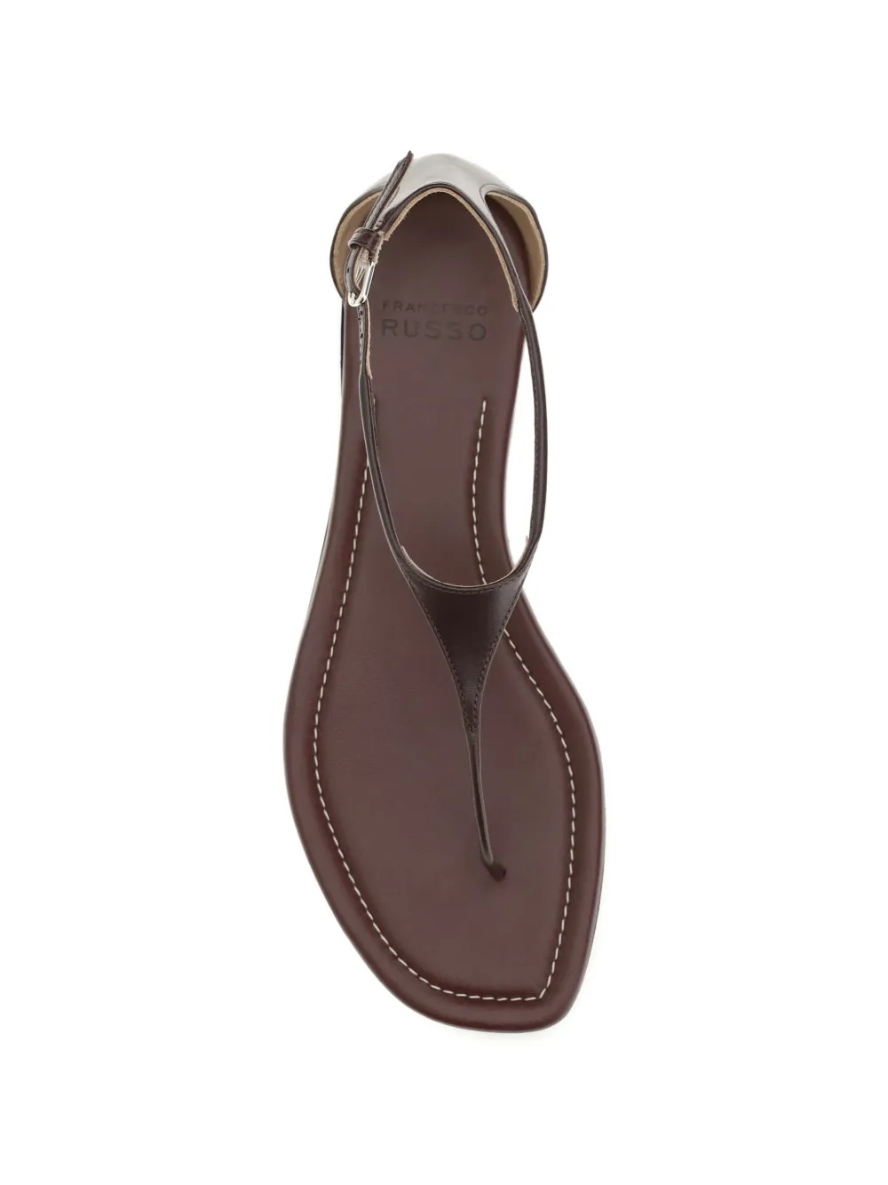 Francesco Russo Sandalen met T-bandje en vierkante neus Bruin