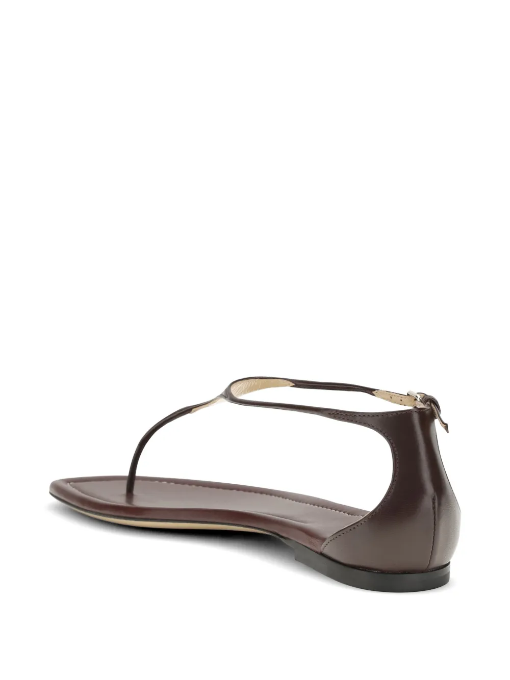 Francesco Russo Sandalen met T-bandje en vierkante neus Bruin