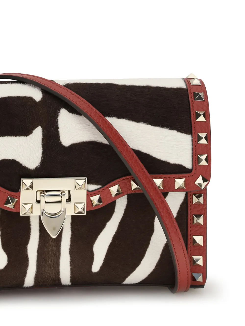 Valentino Garavani Rockstud kleine schoudertas met kalfsleer en pony-effect Bruin