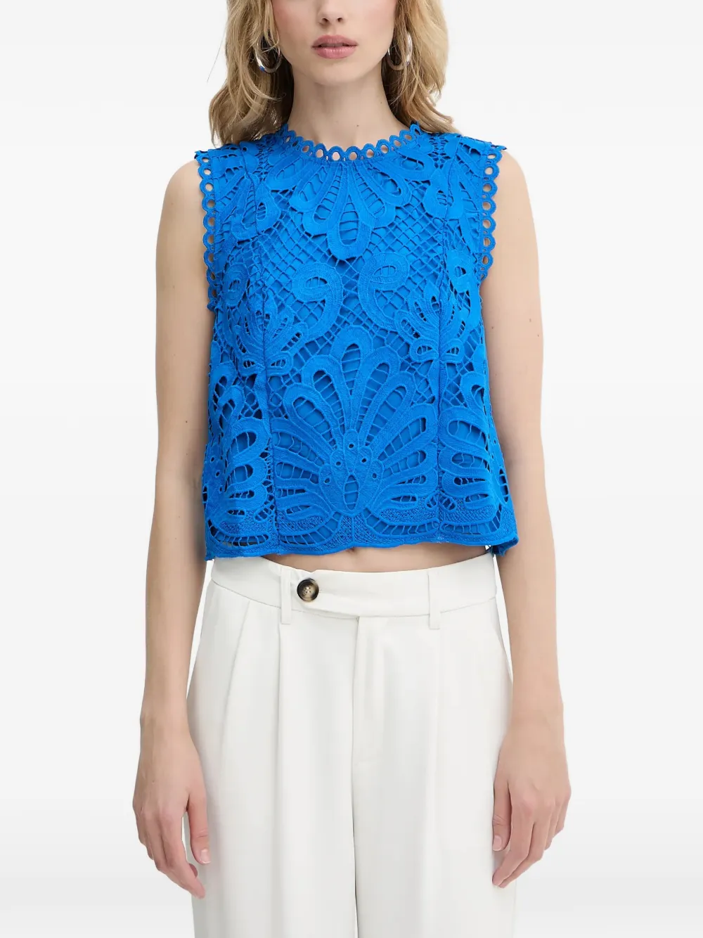 Morgan scalloped-hem blouse
