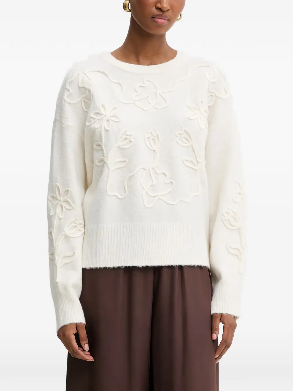 Morgan Floral Sweater In White