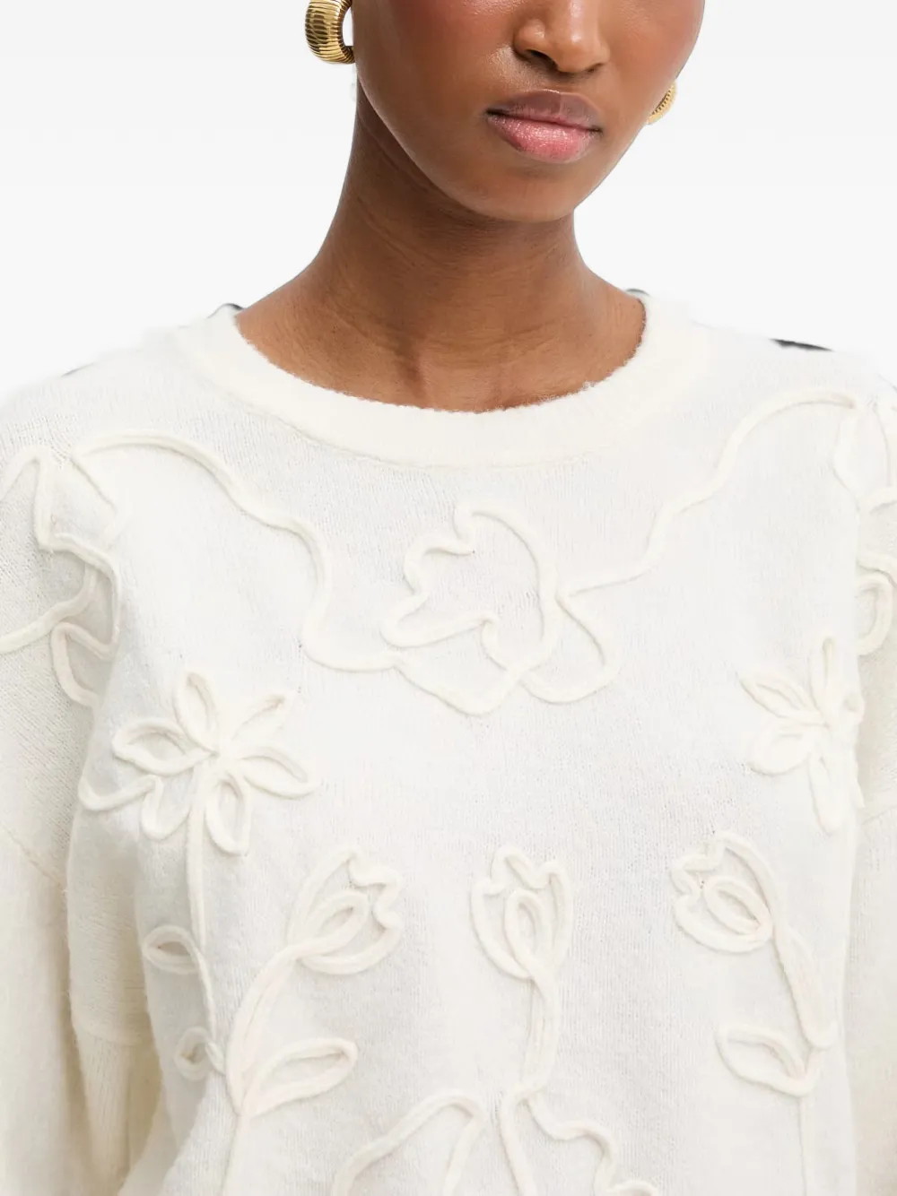 Morgan Trui met bloemenprint Beige