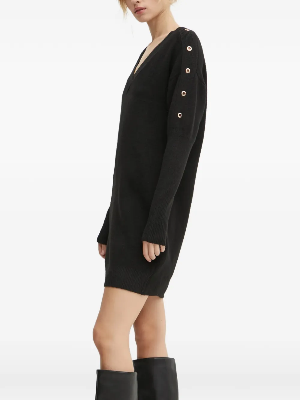 Morgan V-neck mini dress Zwart