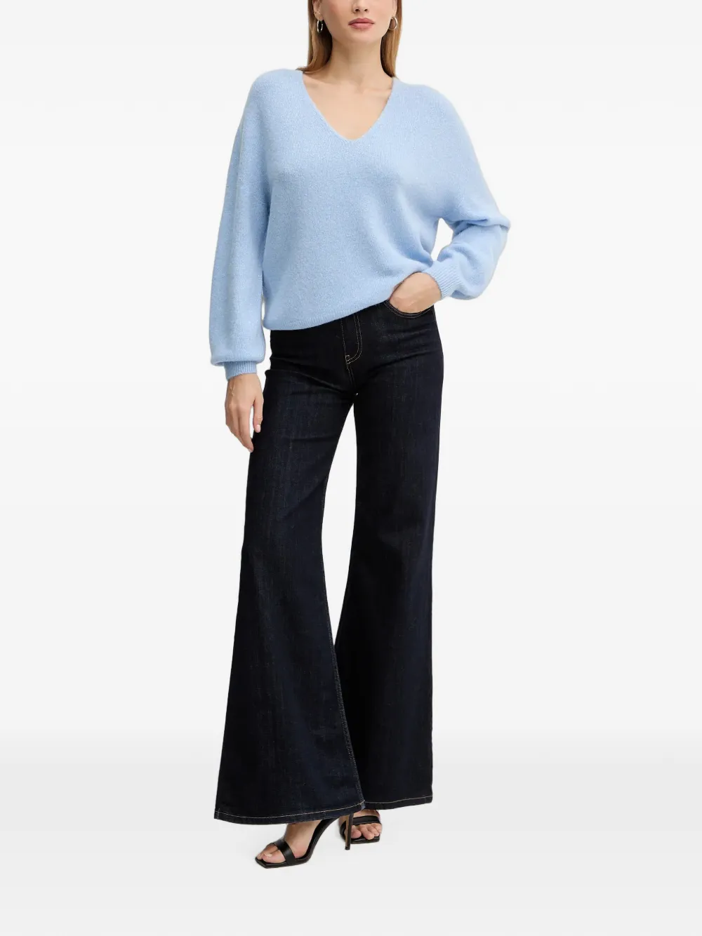Morgan Trui met V-hals Blauw