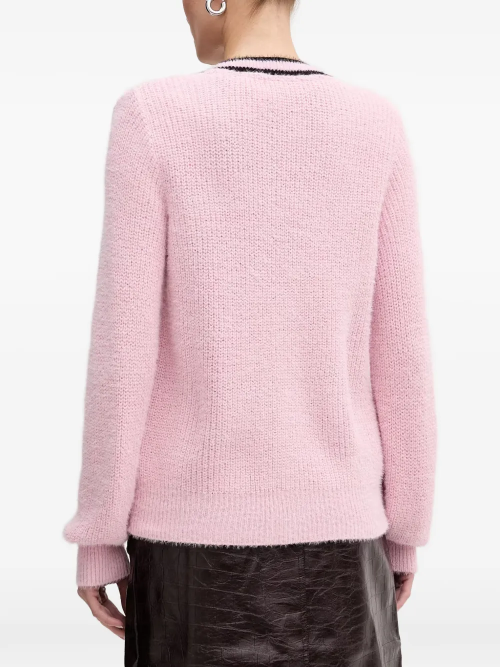 Morgan Vest met knoop en contrasterende afwerking Roze
