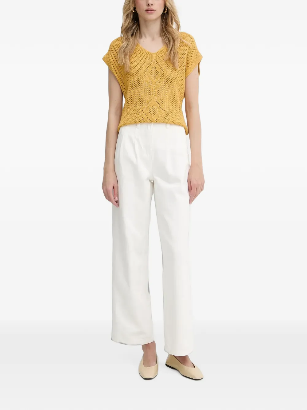 Morgan Jeans met wijde pijpen Wit
