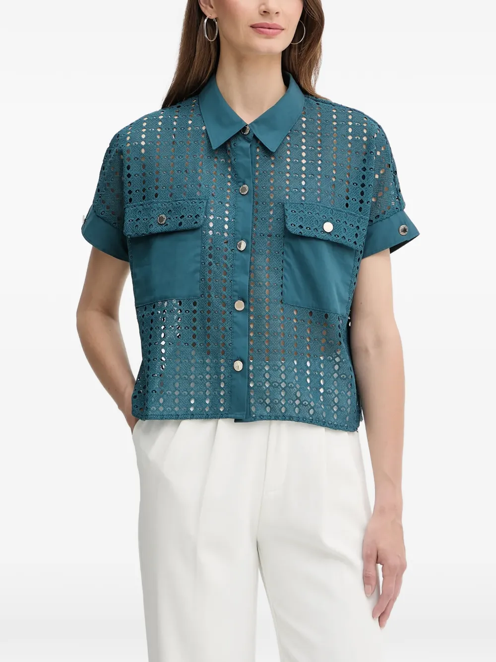 Morgan broderie-anglaise short-sleeved shirt
