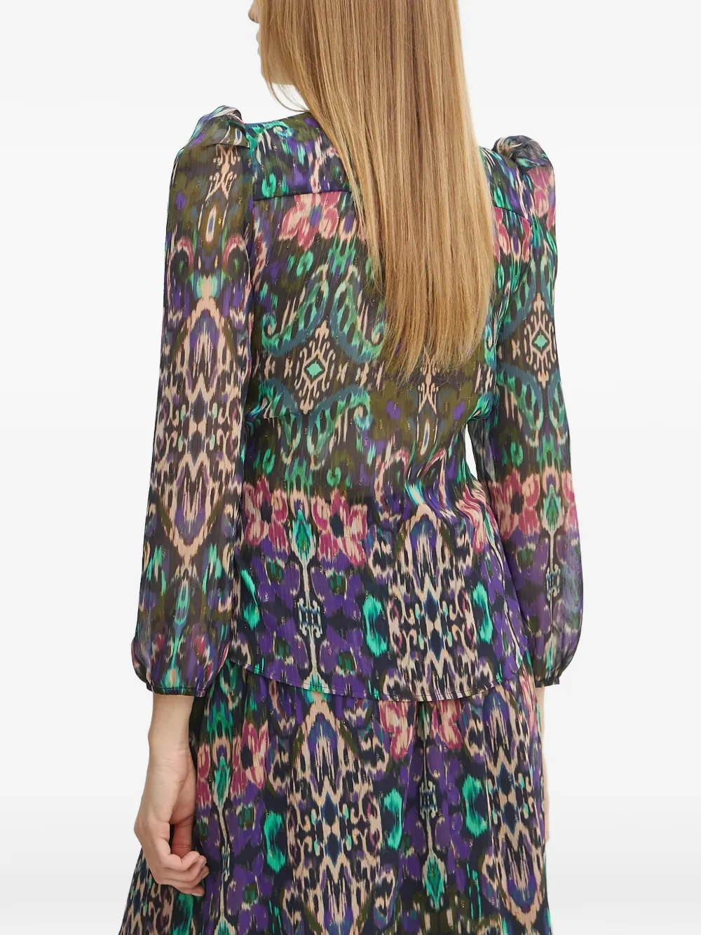 Morgan Top met pofmouwen en print Groen