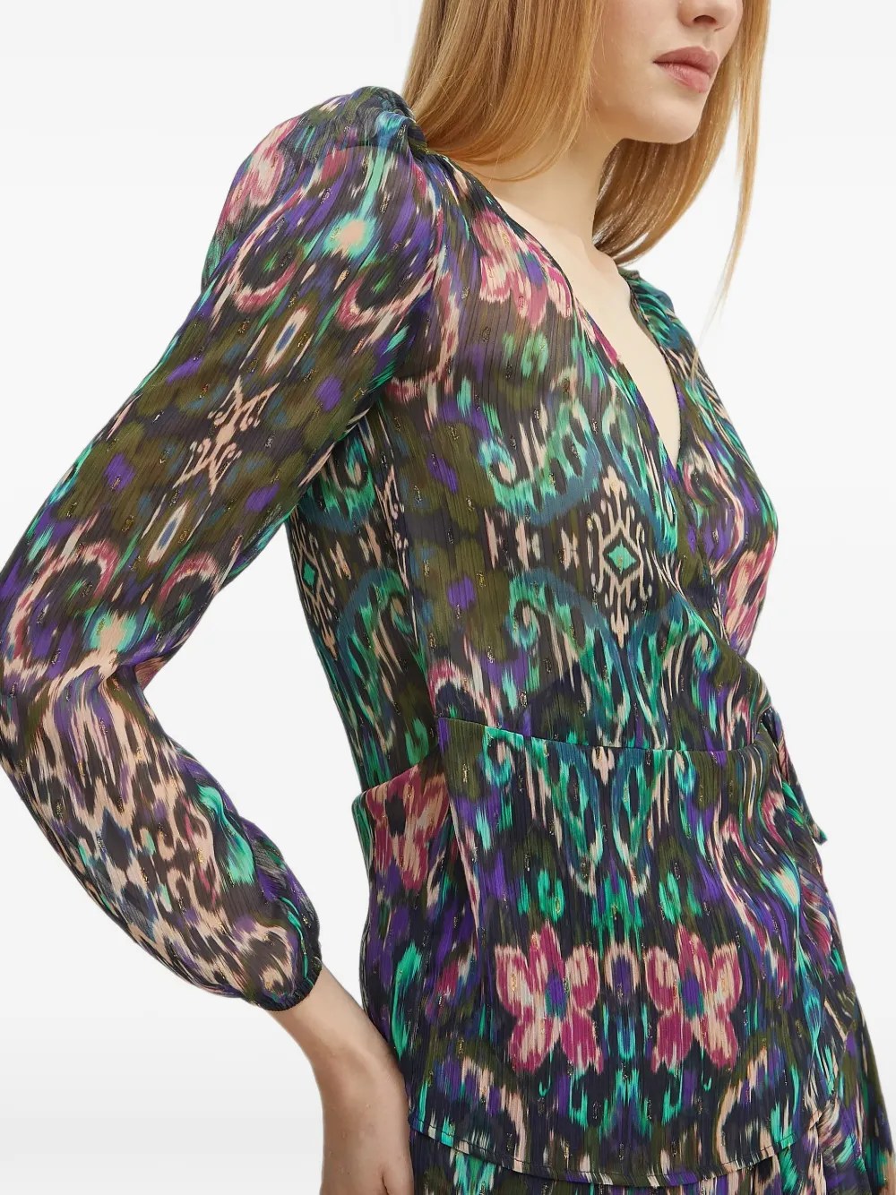 Morgan Top met pofmouwen en print Groen
