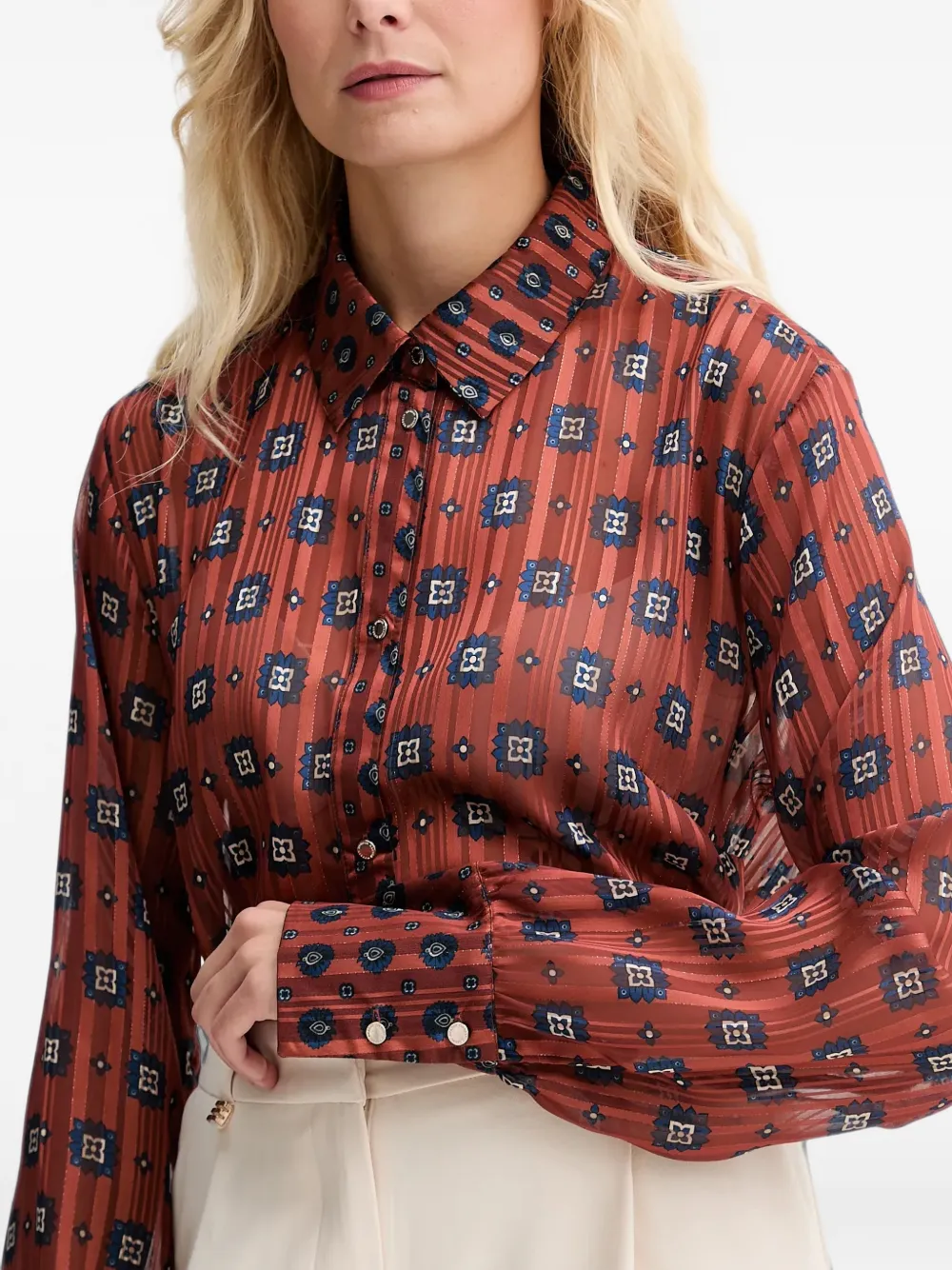 Morgan Blouse met geometrische print Bruin