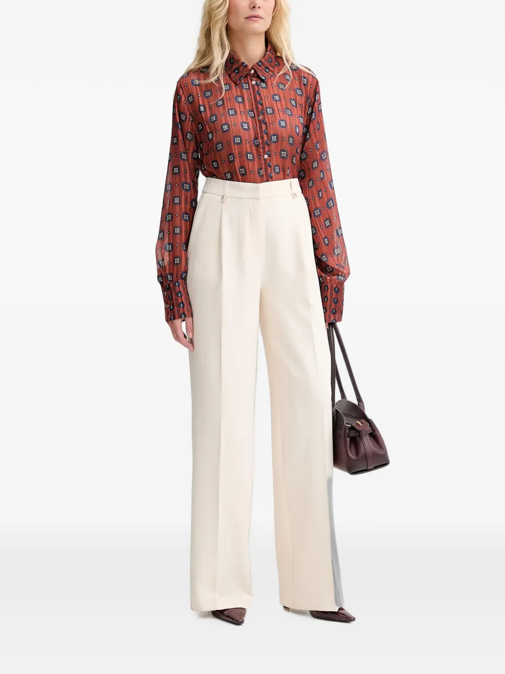 Morgan Blouse met geometrische print Bruin