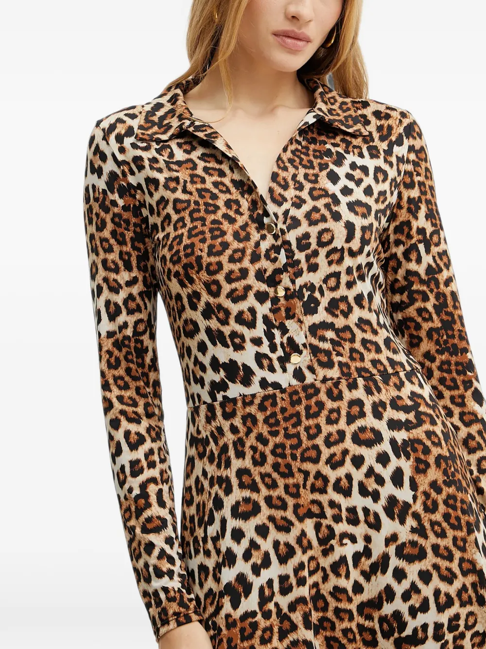 Morgan Rufus blousejurk met dierenprint Bruin
