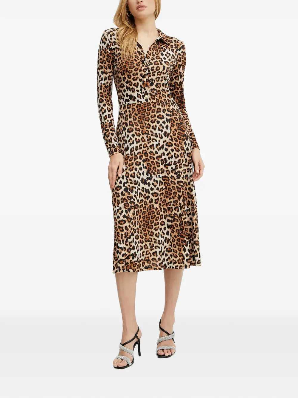 Morgan Rufus blousejurk met dierenprint Bruin