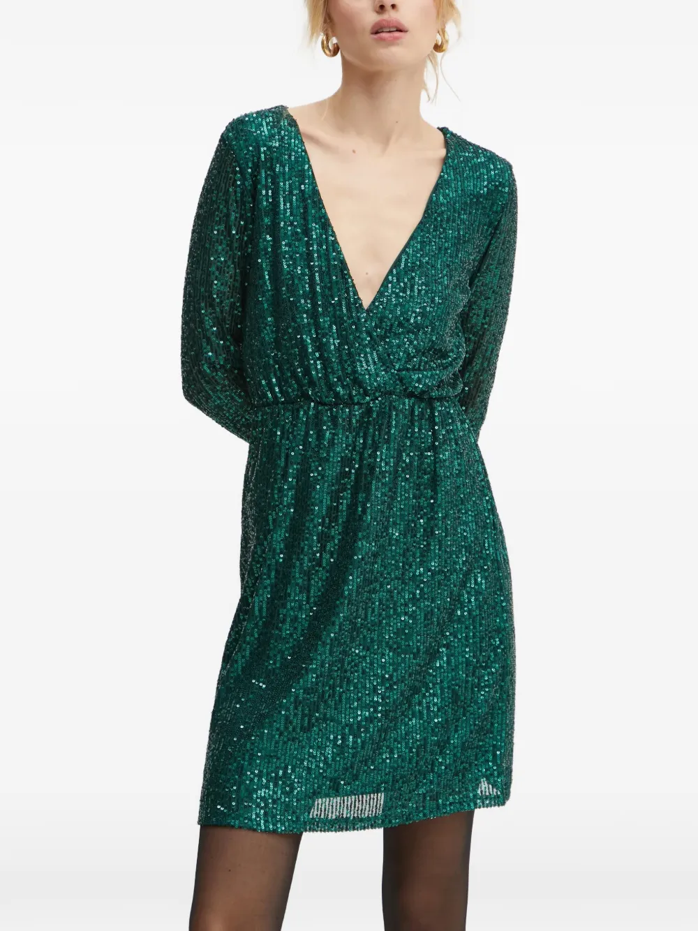 Morgan sequin-embellished wrap-front mini dress