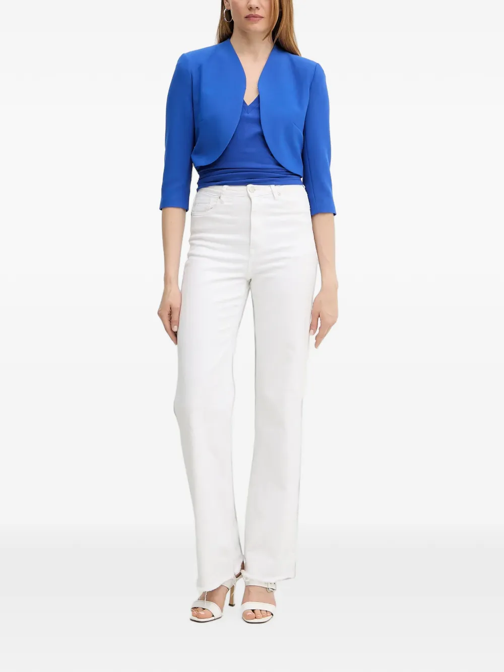 Morgan Cropped jack met manchetten met knopen Blauw